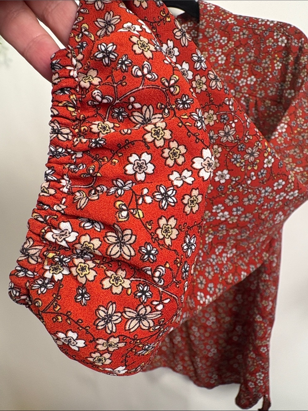 Max Studio Rust-Red Floral Button Front Blouse - Picture 6 of 12